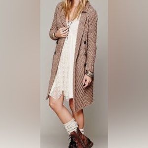 Free People Ribbed Up long cardigan / Mocha Brown / Size M